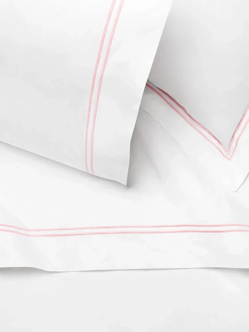 SFERRA Grande Hotel Standard Sham White/Pink Egyptian Cotton Italy 21x26